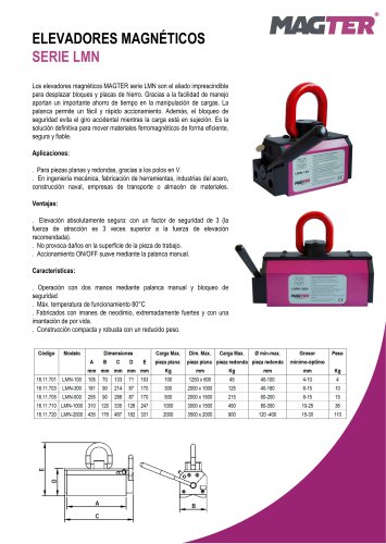 Elevadores magn&eacute;ticos MAGTER serie LMN