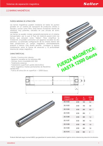 SISTEMAS DE SEPARACIÓN MAGNÉTICA: BARRAS (12.000 Gauss)