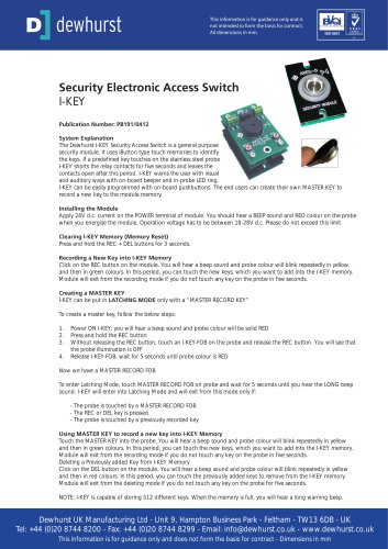 I-Key Security Electronic Access Switch