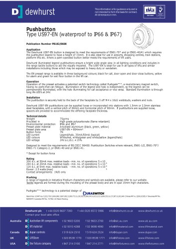 push-button switch for elevator US97-EN