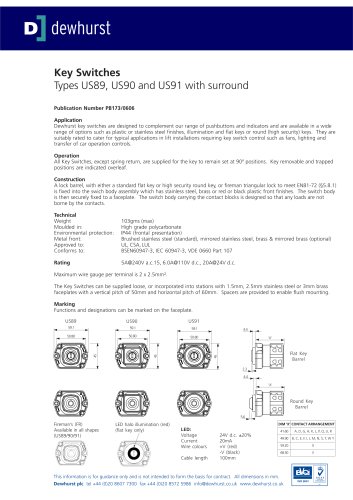 US90 Standard Profile Keyswitch