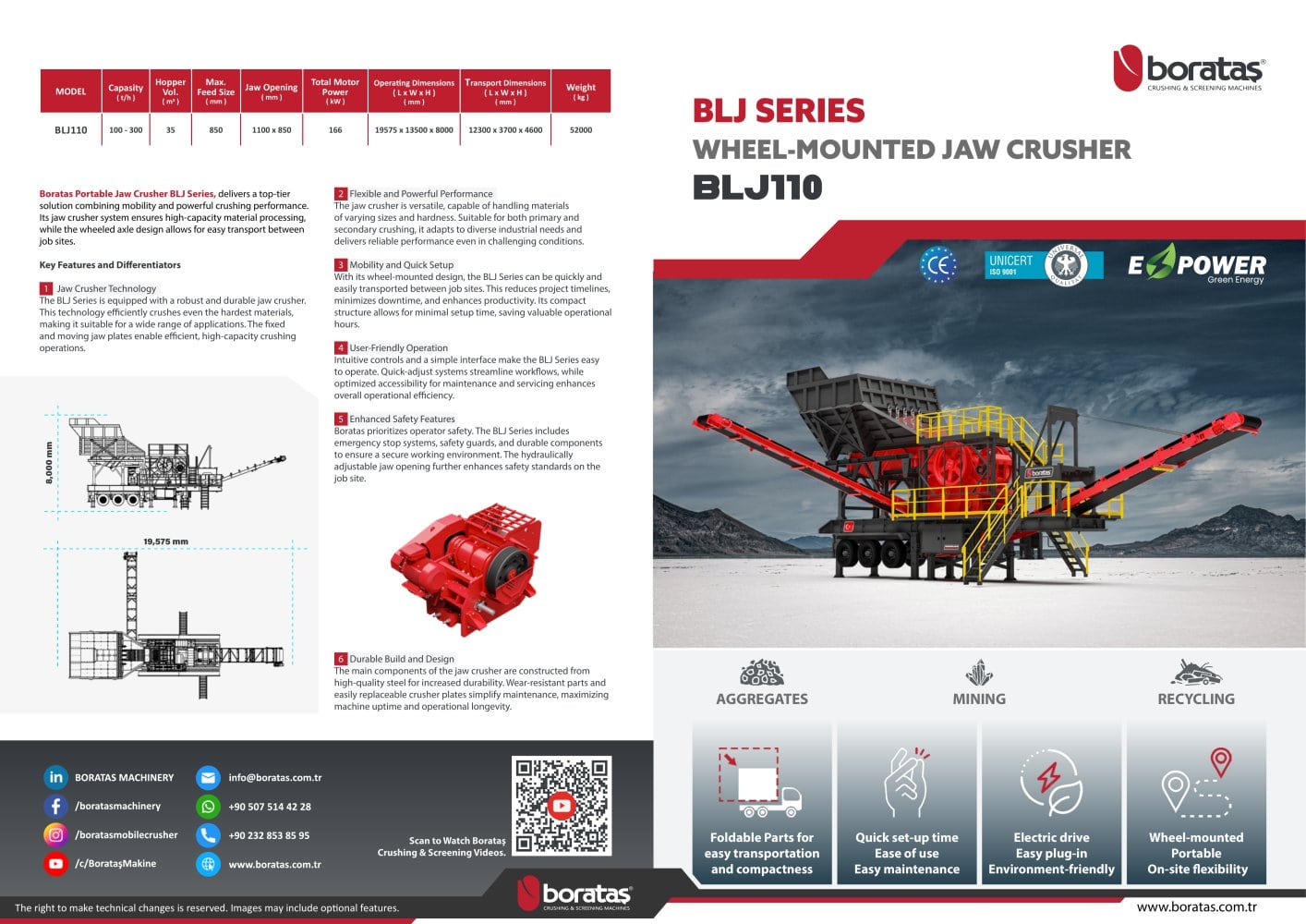 BLJ110 - Boratas Wheeled Mobile Jaw Crusher - Boratas Machinery