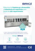 BRIO Ultrasonics. Soluciones de limpieza de alto requerimiento. Máquinas automaticas multietapa de limpieza de piezas