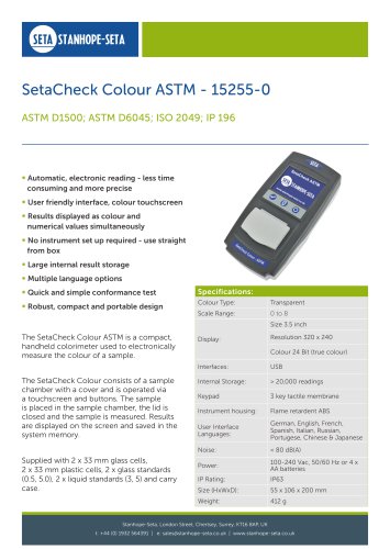 SetaCheck Colour ASTM - 15255-0