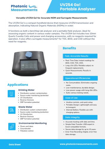 UV254 Go UVT UVA SURROGATE: COD BOD TOC DOC