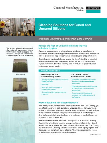 Cleaning Solutions for Cured and Uncured Silicone