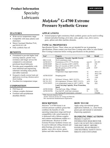 Molykote® G-4700 Extreme Pressure Synthetic Grease