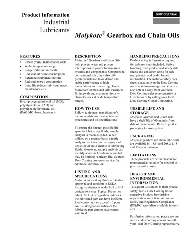 Molykote ®  Gearbox and Chain Oils