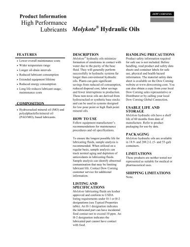 MOLYKOTE® L-0346 HYDRAULIC OIL