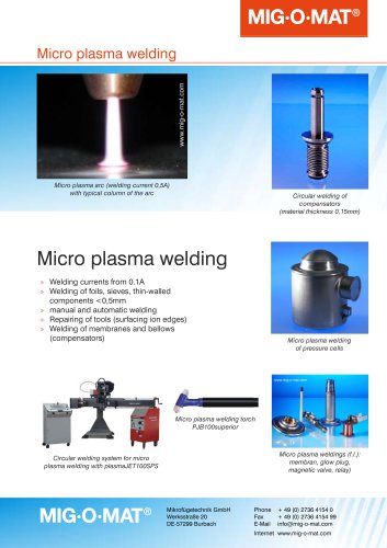 Micro plasma welding