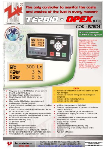 TE2010 - OPEX The only controler to moniter the cost and waste of th fuel in every moment.