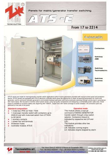 TECNOELETTRA PANELS SERIES ATS 2011