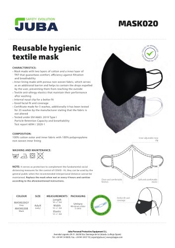 Reusable hygienic textile mask