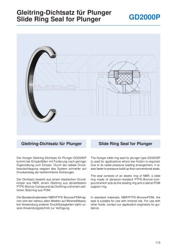 Slide Ring Seal for Plunger GD2000P