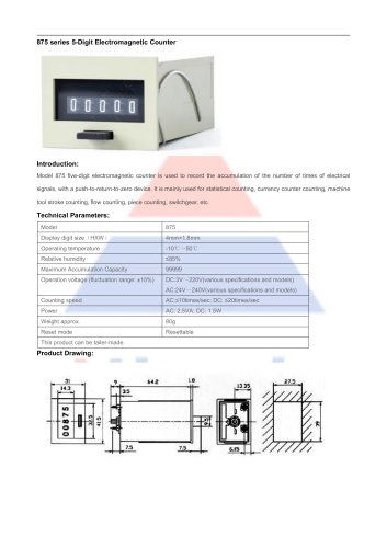 Hitech Pulse Totalizer counter 875 series