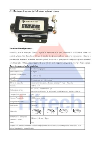 J114 Contador de carraca de 5 cifras con botón de rearme