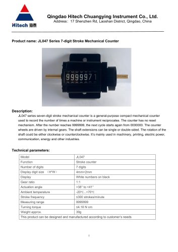 JL047 Series 7-digit Stroke Mechanical Counter