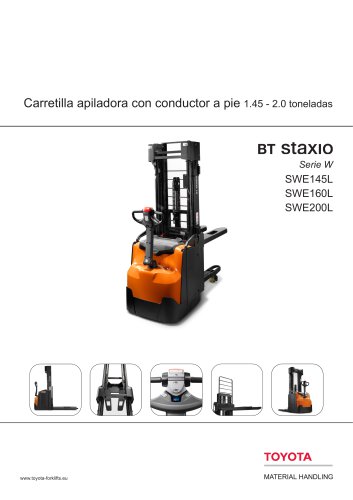 Carretilla apiladora con conductor a pie 1.45 - 2.0 toneladas BT staxio Sérié W SWE145L SWE160L SWE200L