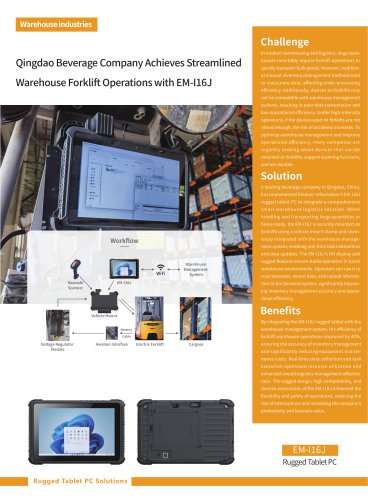 EM-I16J Qingdao Beverage Compsny Achieves Streamlined Warehouse Forklift Operations with 