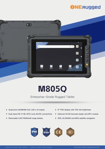 M805Q Android 14/GMS Rugged tablet