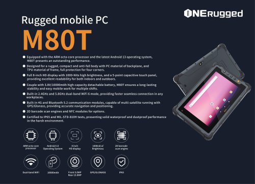 M80T 8 inch Rugged Android 13 Tablet ONERugged 