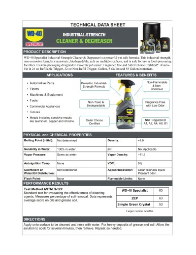 WD-40 Specialist Non-Aerosol Degreaser TDS