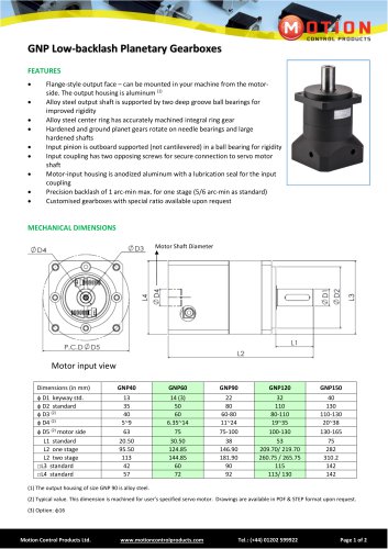 GNP Low-backlash Planetary Gearboxes