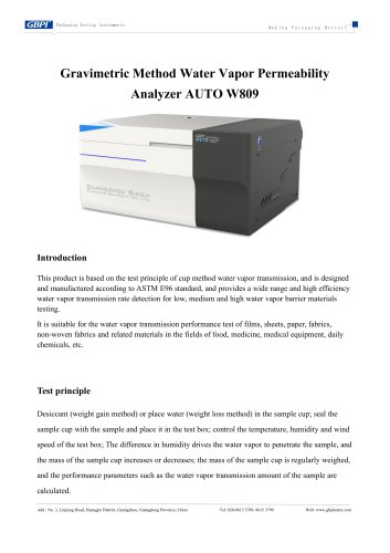 AUTO W809 Gravimetric Method Water Vapor Permeability Analyzer A3(20251119)