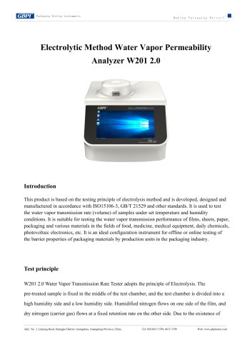W201 2.0 Electrolytic Method Water Vapor Transmission Rate Tester (20250723)