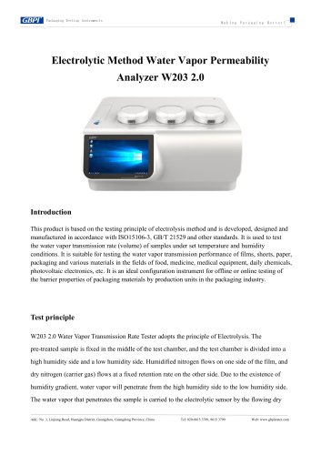 W203 2.0 Electrolytic Method Water Vapor Transmission Rate Tester (20250723)