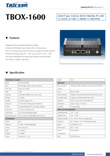 TAICENN/Box PC/TBOX-1600