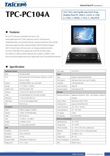 TAICENN/Panel PC/TPC-PC104A