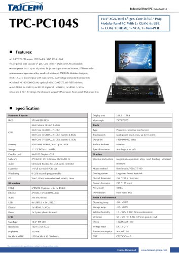 TAICENN/Panel PC/TPC-PC104S