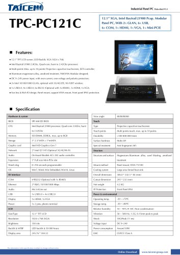 TAICENN/Panel PC/TPC-PC121C