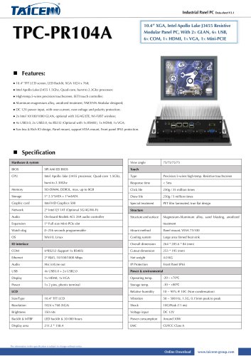 TAICENN/Panel PC/TPC-PR104A