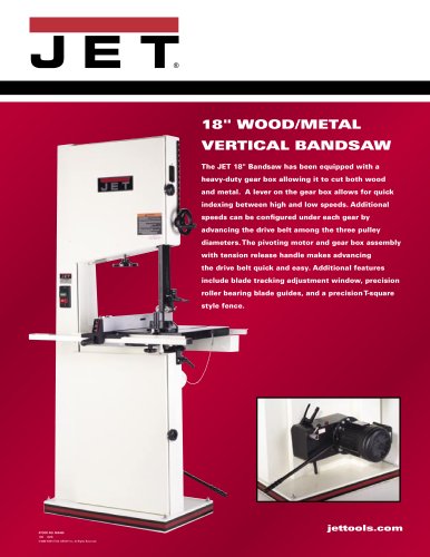   18" Metal / Wood Vertical Bandsaw, 1HP, 115/230V, 1Ph