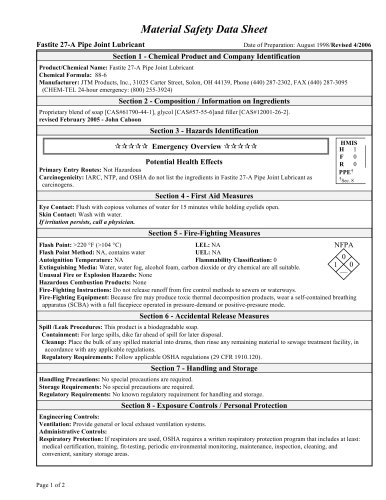 Material Safety Data Sheet