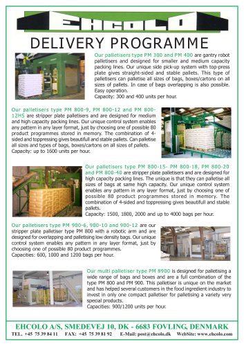 Ehcolo Palletiser Catalogue