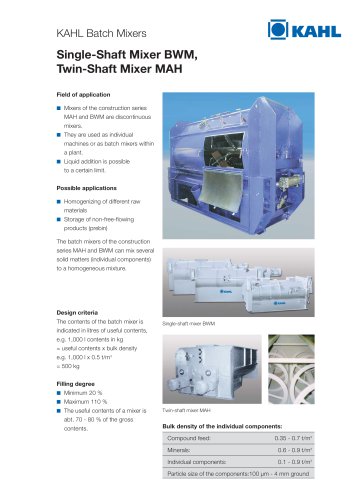 Single-Shaft Mixer BWM, Twin-Shaft Mixer MAH