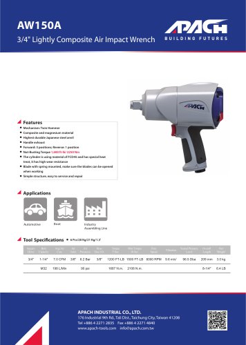 3/4" Lightweight Composite Air Impact Wrench - AW150A