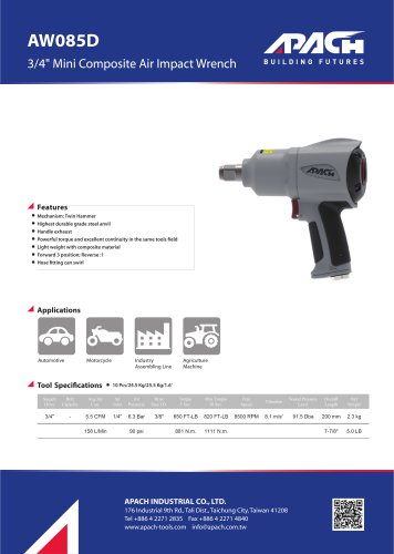 3/4" Mini Composite Air Impact Wrench - AW085D