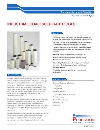 INDUSTRIAL COALESCER CARTRIDGES