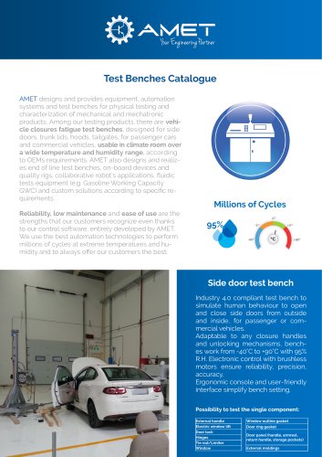 Test Benches Catalogue