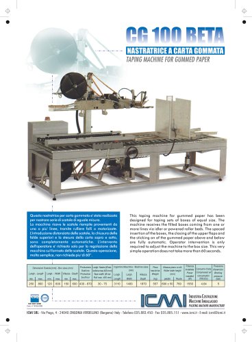 ICMI's taping machines for gummed paper CG100