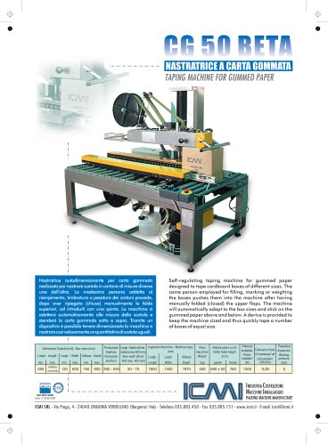 ICMI's taping machines for gummed paper CG50