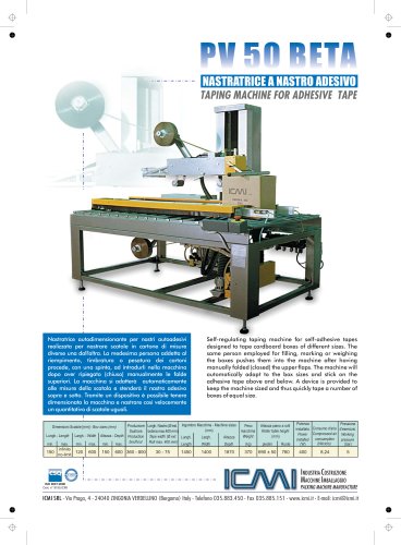 ICMI's taping machines for self-adhesive tape PV50