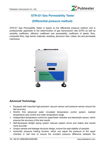 GTR-G1 Gas Permeability Tester