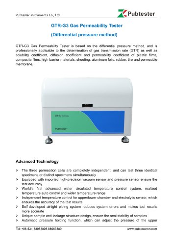 GTR-G3 Gas Permeability Tester