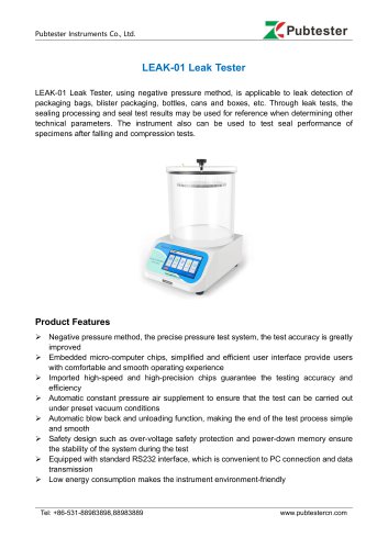 LEAK-01 Leak Tester