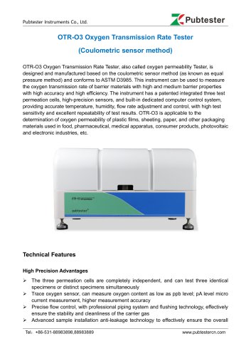 OTR-O3 Oxygen Transmission Rate Tester